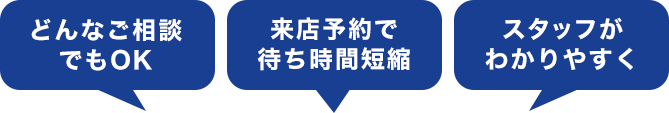 どんなご相談でもOK 来店予約で待ち時間短縮 スタッフがわかりやすく